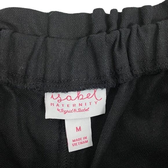 Isabel Maternity Tie-Front, Pull On, Elastic Waist Black Shorts size Medium NEW - Picture 3 of 5